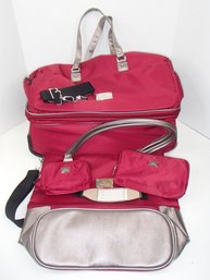 Joy Mangano Double Decker Wheeled Duffle Bag, Carry On And Two Pouches See Photos!