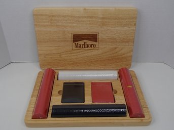 Vintage Marlboro Wood Poker Set Made In Taiwan