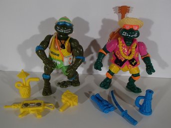 Life Guard Leo And Beach Comin' Mike 1992 Ninja Turtle Action Figures