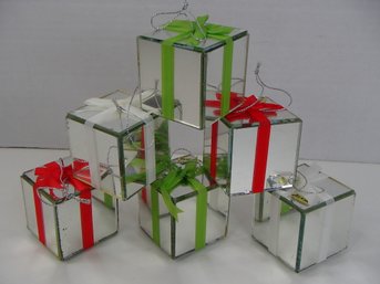 Vintage Mirrored Christmas Present Ornaments