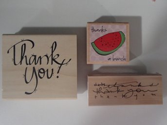 Three Wood Block Rubber Stamps