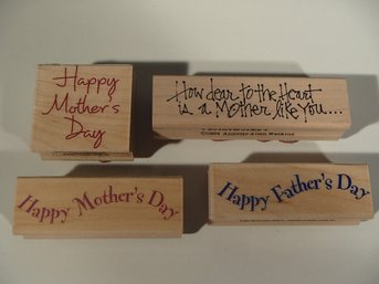 Four Happy Mom And Dad Day Wood Stamps