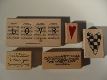 Five Love Wood Rubber Stamps
