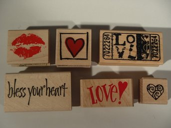 Six Love Wood Stamps