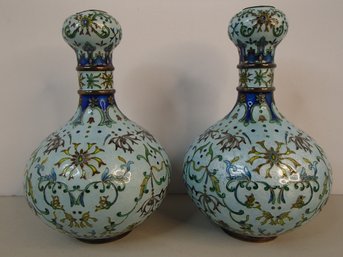 Pair Of Chinese  Cloisonne Enamel Vases