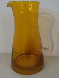 Wonderfully Crafted Amber Glass Pitcher