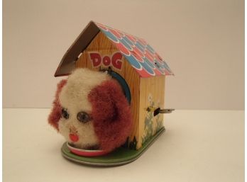 Vintage Dog In Dog House Wind Up Toy