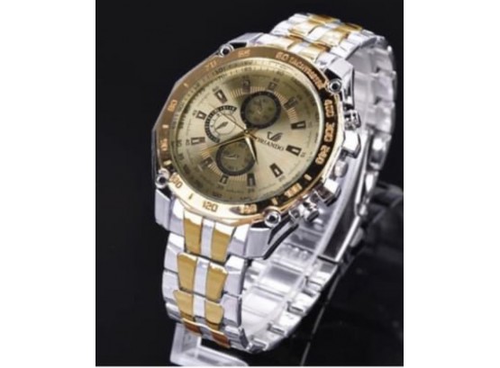 New Stainless Steel/gold Colored Mens Watch