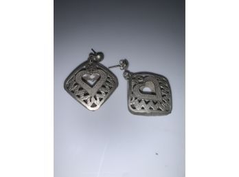 1940s Five A D Dine Silver Pierced Dangled Earings