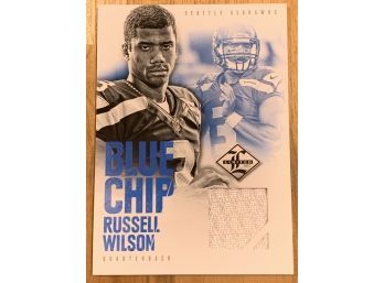 2012 BLUE CHIP RUSSELL WILSON GAME WORN JERSEY ROOKIE CARD 05/99