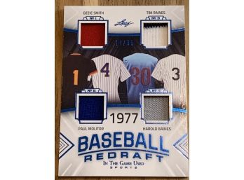 2000 LEAF IN THE GAME QUAD JERSEY - OZZIE SMITH, TIM RAINES, PAUL MOLITOR, HAROLD BAINES 17/35