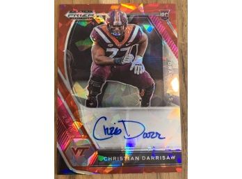 2021 Prizm Draft Picks NFL Christian Darrisaw Red Cracked Ice Autographed R Card