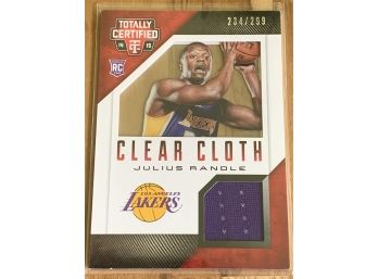 2014-15 TOTALLY CERTIFIED JULIUS RANDLE CLEAR CLOTH GAME WORN JERSEY 234/299 RC