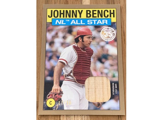 2021 TOPPS JOHNNY BENCH GAME USED BAT 17/50