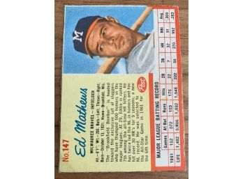 1962 POST Baseball ED MATHEWS