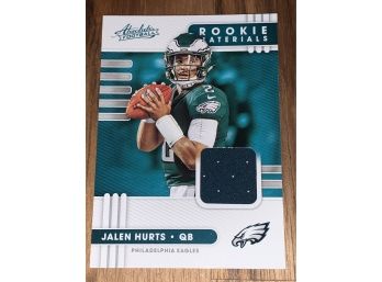 2020 PANINI ABSOLUTE JALEN HURTS ROOKIE MATERIALS AUTHENTIC GAME WORN JERSEY ROOKIE CARD