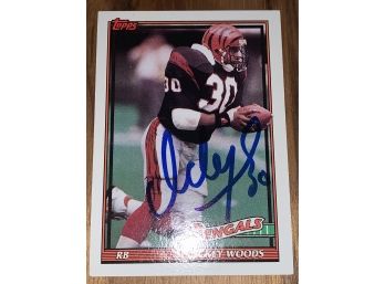 LEGENDARY 1991 TOPPS ICKEY WOODS ON CARD AUTO