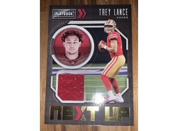 2021 PANINI PLAYBOOK NEXT UP TREY LANCE AUTHENTIC GAME WORN JERSEY ROOKIE CARD