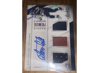290/499 2016 PANINI ABSOLUTE ROOKIE PREMIUM MATERIALS ALEX COLLINS RPA ROOKIE OATCH AUTO RELIC CARD