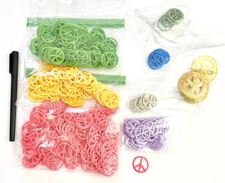 Iron On Lot - Pastel Peace Sign Lot With Gold Sequined Peace Signs