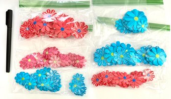 Iron On Lot - Pink And Blue Flowers In Bags