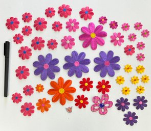 Iron On Lot - Flowers Of Various Types With Large Purple Flowers