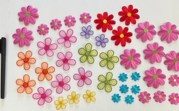 Iron On Lot - Flowers Of Various Types With Large Pink Flowers