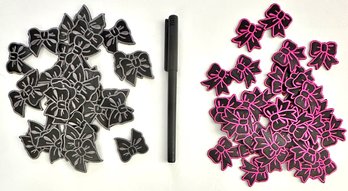 Iron On Lot - Small Pink & Black Bows