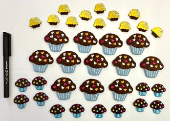 Iron On Lot - Brown & Yellow Cupcakes