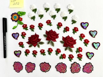 Iron On Lot - A Variety Of Roses & Hearts