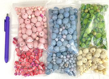 Lot Of Fabric Crocheted Beads