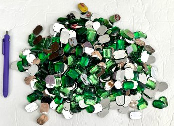 Lot Of Green Resin Sew On Gems