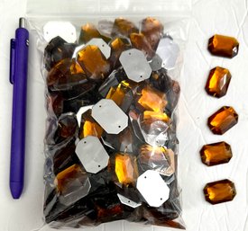Lot Of Amber Colored Resin Sew On Gems