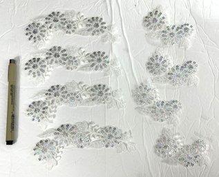 White Sequined Flower Iron Ons / Transfers