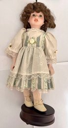 Vintage Porcelain Doll With Music Box Stand - 1991 Brinns
