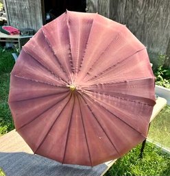 Vintage Faded Parasol - Works - Please Examine Photos For Condition