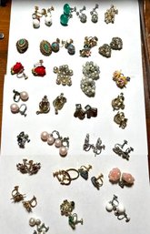 Lot Of 28 Pair Clip On Jewelry
