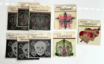 Lot Of Iron Ons - New Old Stock Skulls, Butterfly, Hope
