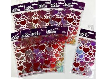 10 Packages PinkRed Holographic Hearts - Sticko Scrapbooking Stickers - Lot 2 Of 3