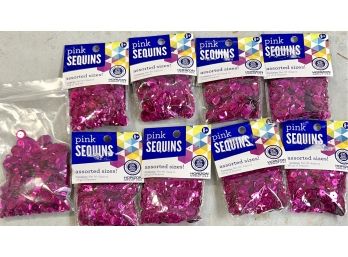 Lot Of Hot Pink Sequins - 8 Packages