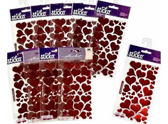 10 Packages Red Foil Hearts - Sticko Scrapbooking Stickers - Lot 2 Of 2