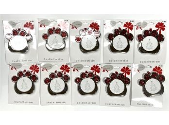 Lot Of 10 Paw Print Photo Ornaments