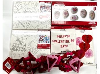 Valentine's Day Craft Lot With Rock Kit & Felt Garland