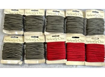 Lot Of 10 Packages Dark Grey & Red Suede Cord / Lace
