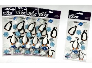5 Packages Sparkly Penguin Stickers - Sticko