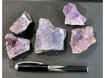 A Group Of Natural Amethyst Geode Pieces - Brazilian