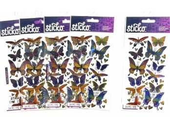 5 Packages Foil Butterfly Stickers - Sticko