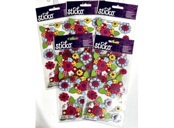 5 Packages Patterned Flower Stickers - Sticko