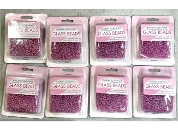 8 Packages Tiny Glass Beads In PInk