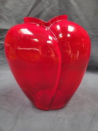 Slavia Glassworks Red Heart Vase